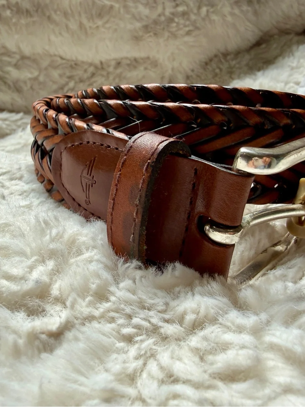 Dockers Braided Leather Belt in Rich Brown